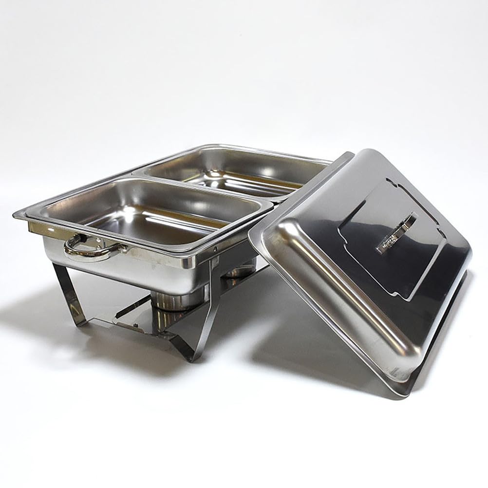 Juego de platos rectangulares de acero inoxidable, calentador de catering para bodas, fiestas, banquetes, eventos