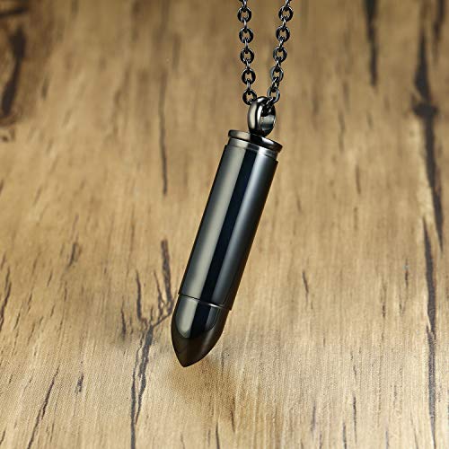VNOX Remembrance Necklace-Engraved Personalized Stainless Steel Keepsake Bullet URN for Ashes,Free Chain3