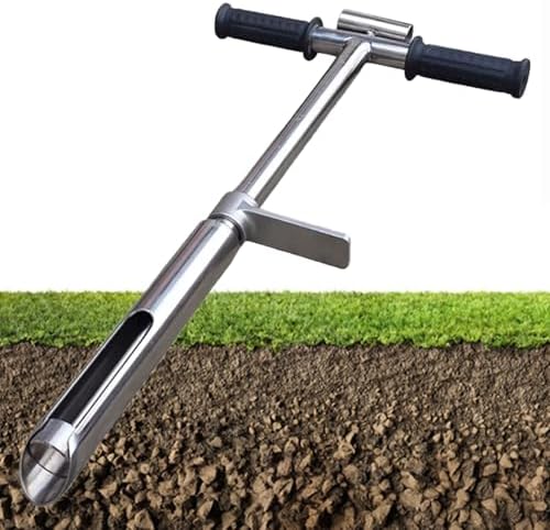 304 Stainless Steel Soil Sampler Probe with Pedal & T-Handle, 1.5in Diameter, 20in Length for Efficient Garden & Farm Soil Sampling Tools