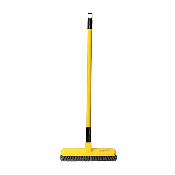 CLASSY TOUCH Tile Brush with Extendable Telescopic Long Handle for Cleaning Bathroom; Patio; Kitchen; Wall and Deck; Kitchen Tub - (Yellow; Standard; 23.22-38.58)
