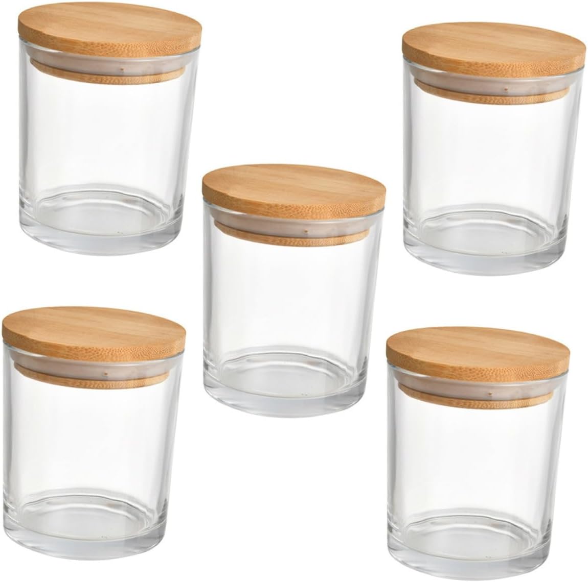 DOITOOL 5sets Glass Candle Containers Lids for Scented Candle Making Versatile Storage Jars Glass Design for Home Decor and Giving