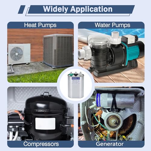 image for VEXUNGA 45/5 uF 45+5 MFD 370V 440V 450V Oval Dual Run Start AC Capacit