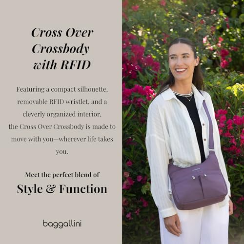 Image of Baggallini Crossbody Travel Bag 11x8.5 Lightweight Water-resistant Nylon Handbag