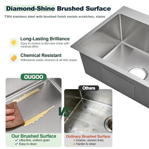 OUGOO 20 Inch Drop in Kitchen Sink, 9" Deep Single Bowl by OUGOO - Used condition - Image 6