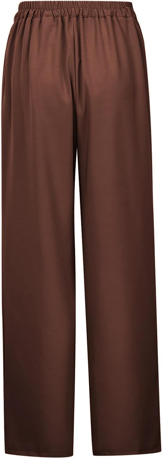 Women's Wide Leg Palazzo Pants High Elastic Waisted Work Pants Business Trousers with Pockets
