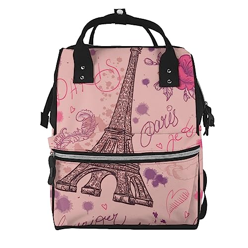 Sac à dos vintage Paris Tour Eiffel pour ordinateur portable style collège et casual