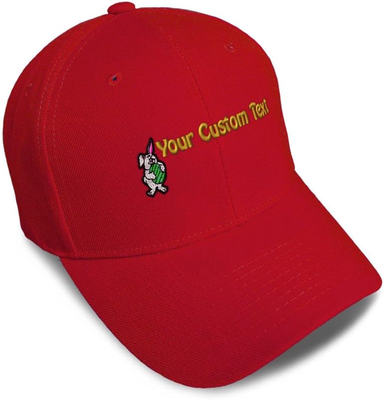 Custom Kids Toddler Baseball Hat Easter Bunny Holding Egg Embroidery Cotton Boys Caps & Girls Caps Strap Closure Red