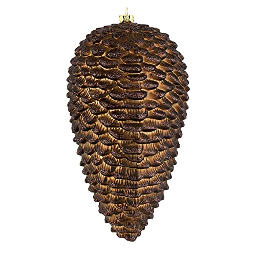 Vickerman 10" Chocolate Matte Glitter Pinecone Christmas Ornament. Includes 2 Pieces per Pack.