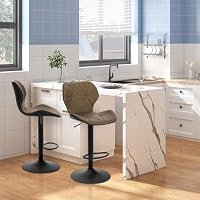 EUGAD 1X Barhocker Barstuhl Bistrohocker Tresenhocker Retro höhenverstellbar und drenbar mit Rückenlehne aus Kunstleder Stahl, Dunkelbraun, 0663BY-1 – Ansicht 2