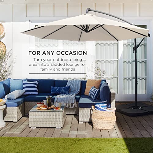 Best Choice Products 10Ft Offset Hanging Market Patio Umbrella W/Easy Tilt Adjustment, Polyester Shade, 8 Ribs For Backyard, Poolside, Lawn And Garden - Cream #TOP2
