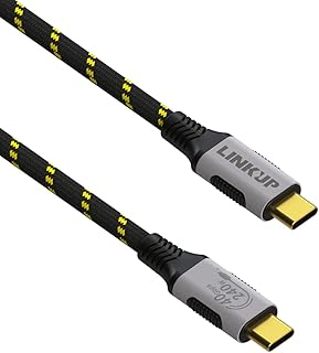 LINKUP - USB 4.0 240W 40Gbps Type-C Thunderbolt 3/4, 8K@60Hz Video, Durable Sleeved Cable - Compatible with iPhone 15 Pro/Max, MacBook Pro/Air, iPad Pro, Galaxy S23 Fast Charging (4ft/1.2m) - BK/YL