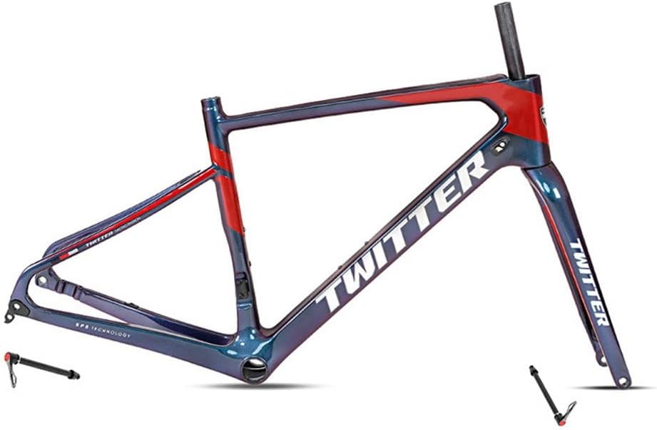 Road Bike Frameset Carbon Off-Road Racing Frame Set 100/142mm Thru Axle Disc Brake Frame 45/48/51/54cm Internal Routing(Black,48CM)