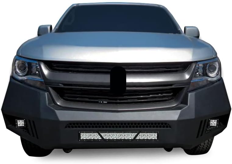 Black Horse Armour Heavy Duty Front Bumperw/ 20in LED Light Bar, 2 sets of 4in cube lights Armour I Front Bumper Matte Black Compatible with 15-20 Chevrolet Colorado (Excludes ZR2 model)-AFB-CO15-KIT