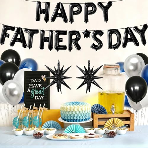Happy Fathers Day Balloons Banner Black Fathers Day Balloons for Fathers Day Decorations Supplies by PRELITER - Used condition - Image 6