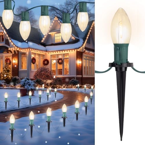 C9 LED Christmas Pathway Lights, 2 Sets Total 51.4 Ft Christmas P...