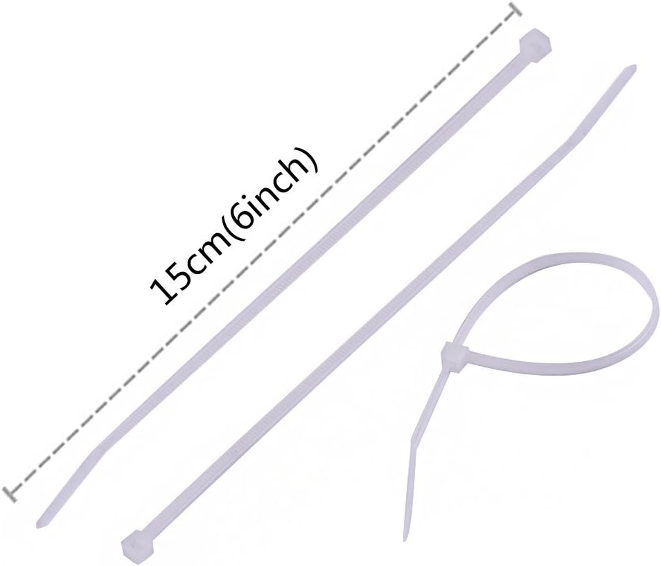 DXG Petrel S39 Self Locking Nylon Cable Zip Ties, 2.5150mm, 6'' L, White, Pack of 100