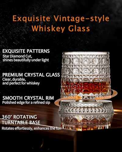 Image of CEEFU 360 Spinning Whiskey Glasses Set with Gift Box, Set of 2