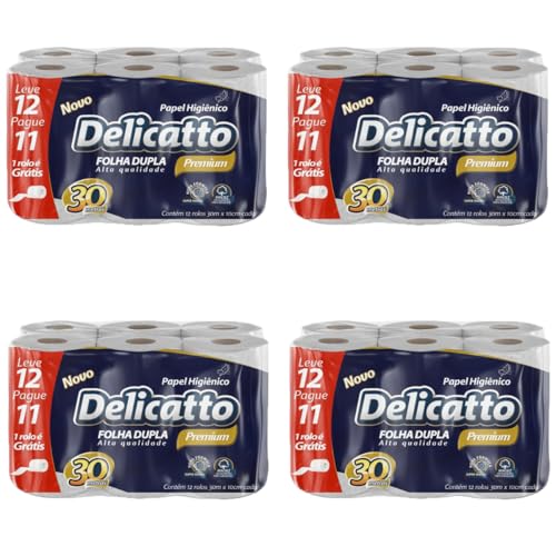 Kit 48 Rolos Papel Higiênico Folha Dupla 30 mts Delicatto Premium