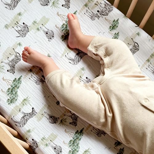 Image of Muslin Bassinet Fitted Sheets 2 Pack, Soft Breathable Cotton Baby Bassinet Mattress Sheet Set, 360 Elastic Snug Fit, Universal for Oval, Rectangle (Cute Zebra, Bassinet Sheets 2 Pack)