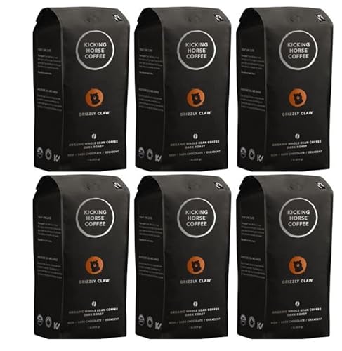 Kicking Horse Coffee grizzly claw, Dark Roast, Whole Bean, 1 lb (Pack Of 6) - Certified Organic, Fairtrade, Kosher
