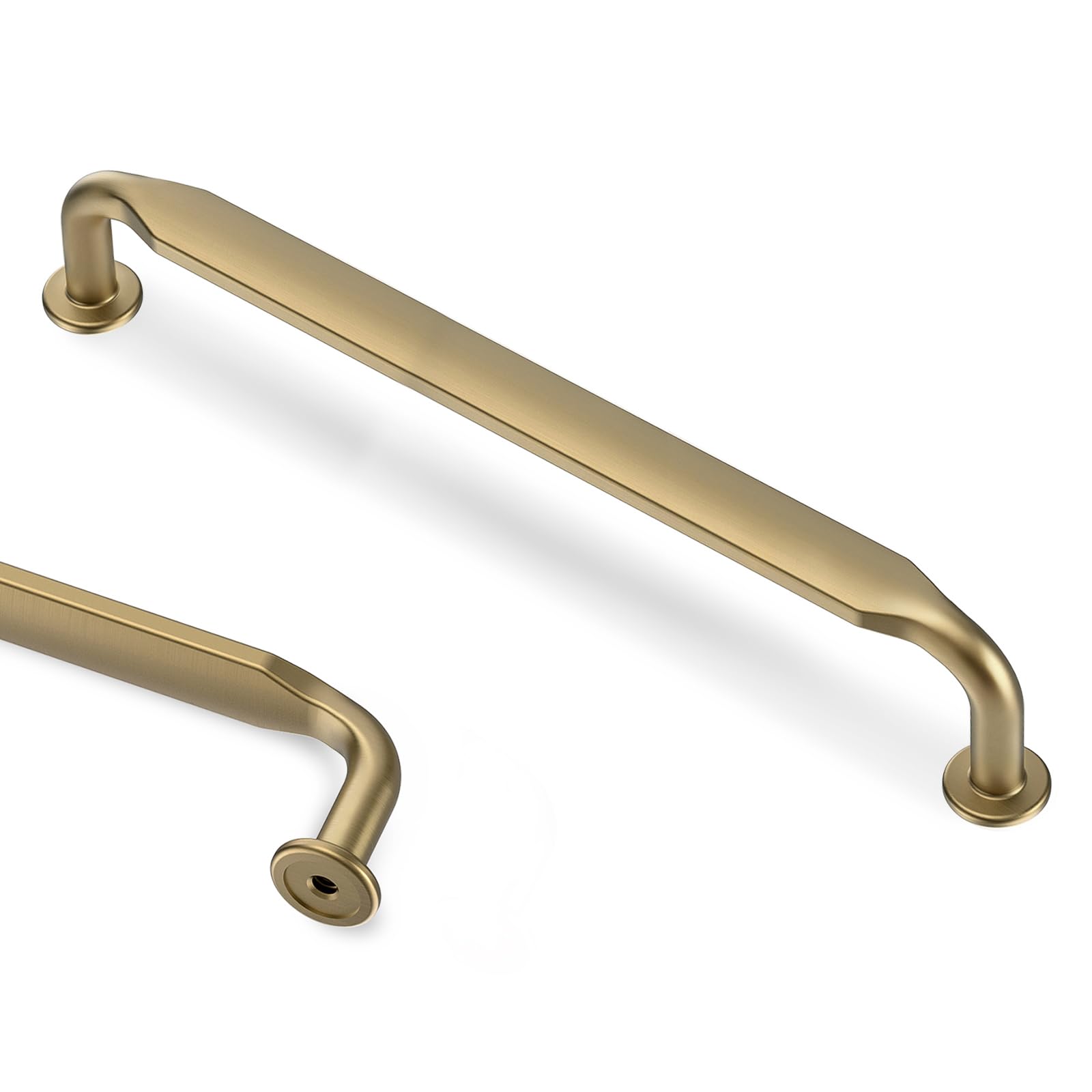 Goldenwarm 10 Pack Champagne Bronze Kitchen Cabinet Handles 6-5/16Inch(160mm) Hole Centers, Brass Wardrobe Door Handles Solid Zinc Alloy Drawer Pullls