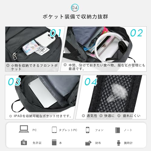 折り畳み アウトドア 折りたたみ リュック 15L 防水 軽量 163g 旅行 収納袋付き 男女兼用 - 画像 4