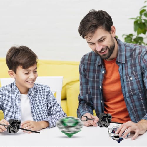 Ynouyrs Spinning Toys Set,Includes 2 Right-Spin Tops And Launchersmetal Fusion Gyro Game Birthday Gift For Kids Children Boys Ages 6+ - 6