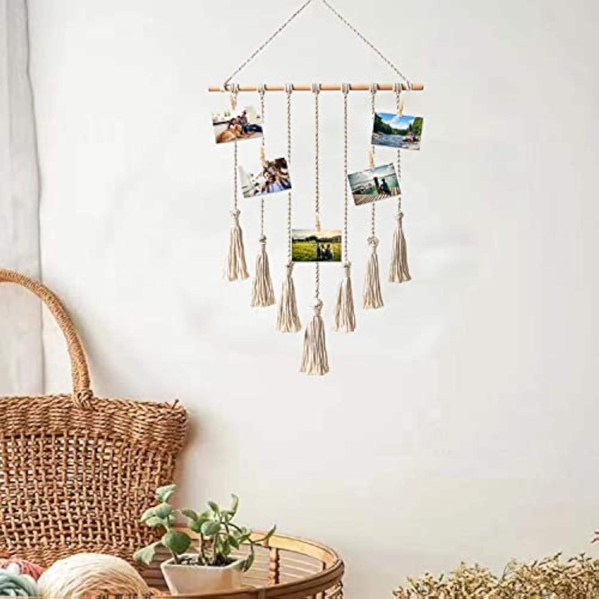 Home Macrame Wall Hanging, Macrame Photo Display