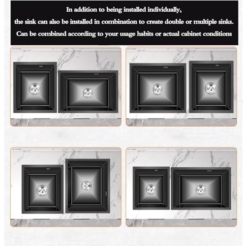 Fregadero de cocina empotrado de acero inoxidable con drenaje de sifón, ahorro de espacio para apartamentos pequeños, bar, caravana, instalación superior/debajo del mostrador, lavabo de piscina de