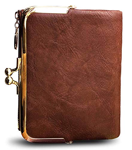 Womens Wallet Small Bifold Rfid Ladies Mini Vintage Coin Purse With Zipper and Kiss Lock (Brown)4