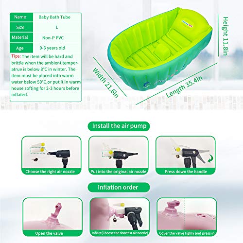 Image of | Inflatable Baby Bathtub,Newborn Bathtub Seat for Infant,Non-Slip Baby Pool for Sitting up,Foldable Toddler Tub Shower,Portable Travel Bath for Kids 0-6 Year (Multi, Animal Print)