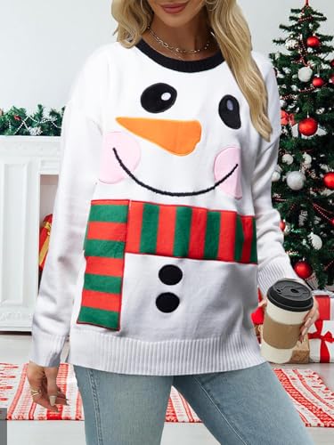 SUPEYA Christmas Sweater Women Ugly Christmas Tree Pullover Shirt Holiday Knit Xmas Sweater Tops Christmas Party Sweater3