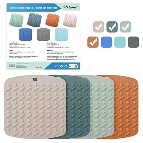 Uktunu Silicone Trivet Mats Multipurpose Non-Slip Hot Pads - 4 Heat Resistant Pot Holders Trivet Hot Pads For Kitchen Potholders, Hot Dishers, Jar Opener, Spoon Holder #TOP6