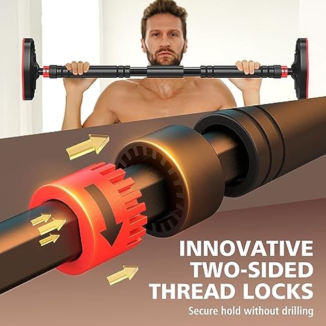 Pull Up Bar for Doorway, Adjustable Door Frame Pull Up and Chin Up Bar, Total Upper Body Workout Bar for Home Gym Workouts