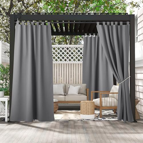 PONY DANCE Lot de 2 Rideaux Extérieur Occultant OU Interieur Lumière Bloquer Isolant Thermiques a Pattes Fixation Décoration pour Mainson Chambre Terrasse Tonnelle,...