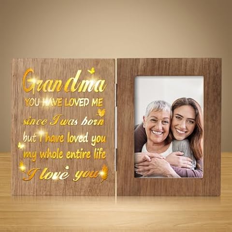Mothers Day Gifts for Grandma from Granddaughter, Best Grandma Birthday Gifts from Grandson, Great Grandmother gigi Gifts Ideas, Brown Glowing 4x6'' Picture Frame New Grandma Gifts First Time 2024 Cover
