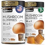 Mushroom Gummies 5000 Mg 120 Pcs (2 Pack) - Lion's Mane and 9 Adaptogenic Mushrooms Blend - Ashwagandha, L-Theanine - Mushroom Gummies for Energy, Immunity, Focus, Brain Boost - No Sugar and GMO