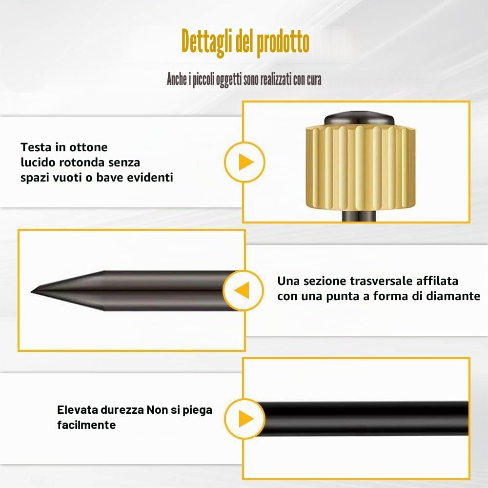 Dreamil Set di 50 chiodi per quadri, in ottone, con contenitore per unghie, per cornici, bacheche, tela (lunghezza 2,5 cm)
