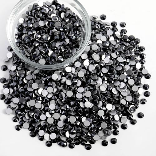 Image of Beadsland Flat Back Crystal Rhinestones Bulk, Jet Hematite, SS30, 2880pcs | Flatback Glass Gems for Nails Crafts Clothes DIY Decoration, Glue Fix, 6.3-6.5mm
