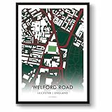 GroundDesigns Kunstdruck mit Leicester Tigers, Rugby-Union, Geschenk, Welford Road Stadion, A3