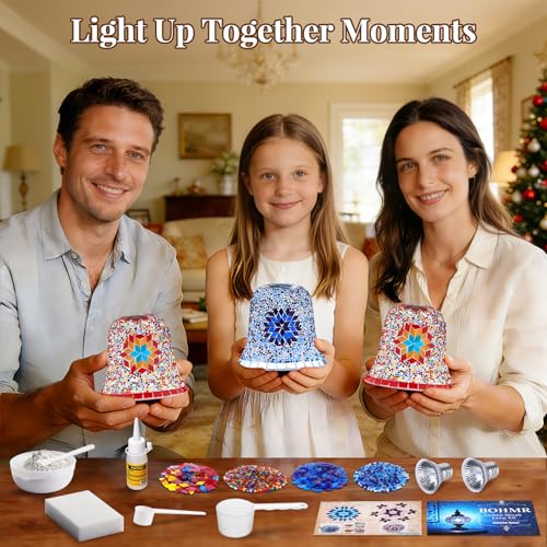 DIY Turkish Mosaic Candle Warmer Lamp Kit, Stained Glass Wax Melt Warmer Lamp Making Kit- Easy,Fun, No Experience Needed, Mosaic Art &Craft Project Kits for Adults &Teens,Make Your Own Lamp,Multicolor