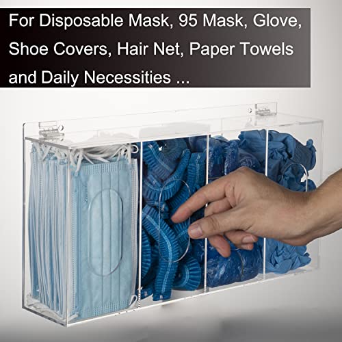 SEANADO Hairnet & Shoe Cover Dispenser Disposable Mask Acrylic Storage 4 Containers Plastic Glove Box Holder Clear Standing/Wall Mount Organizing Tool - Laboratory, Kitchen & Restaurant - Thumbnail 2