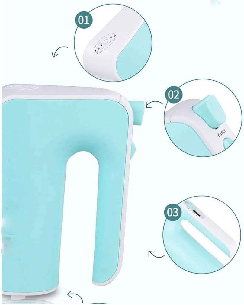 Sky Blue Portable Handheld Electric Egg Beater, 5-Speed Settings Stainless Steel Beaters Electric Hand Mixers for Kitchen