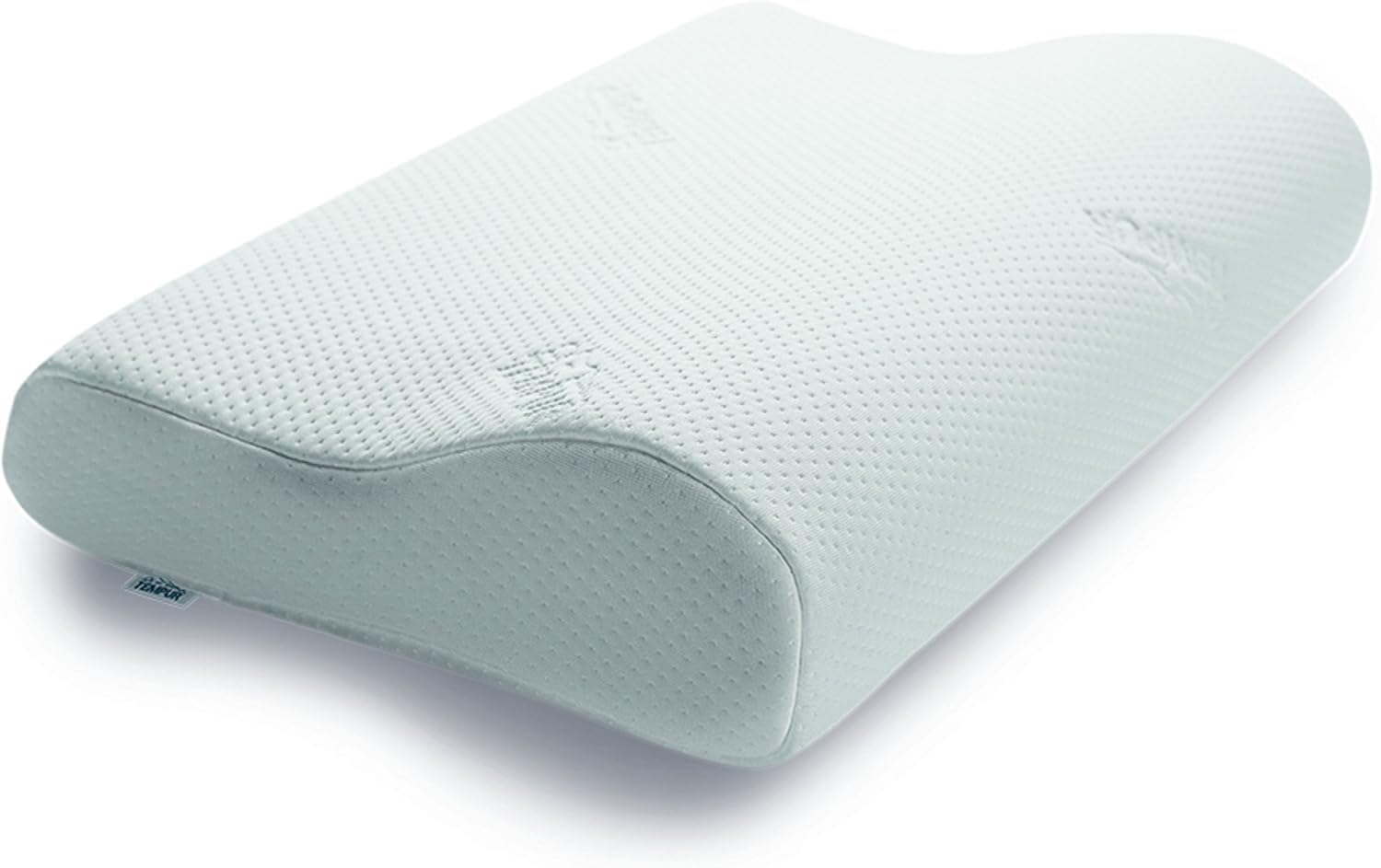 Tempur Original Poduszka Ergonomiczna, Biały, L (50 x 31 x 11,5/8,5 cm) & TEMPUR Poszewka na poduszkę z dżerseju, poszewka na poduszkę z gumką do tysiącleń/oryginalnej, rozmiar uniwersalny, platyna