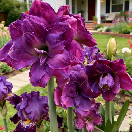 Rare Double-Flowered Purple Amaryllis Easy-to-Grow Potted-Plants-Rhizome Excellent Display-1Bulbs