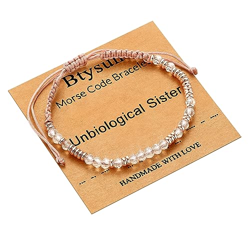 Btysun Morse Code Bracelets for Women Christmas Gift Stocking Stuffers for Teens Pink Braided Bracelets Inspirational Best Friend Birthday Gifts for Her High School Graduation Gifts for Her 2025 Mom Bracelet Jewelry