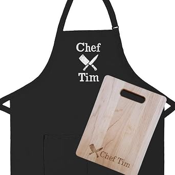 Personalized Chef Knives Apron and Cutting Board Set Add Your Own Name
