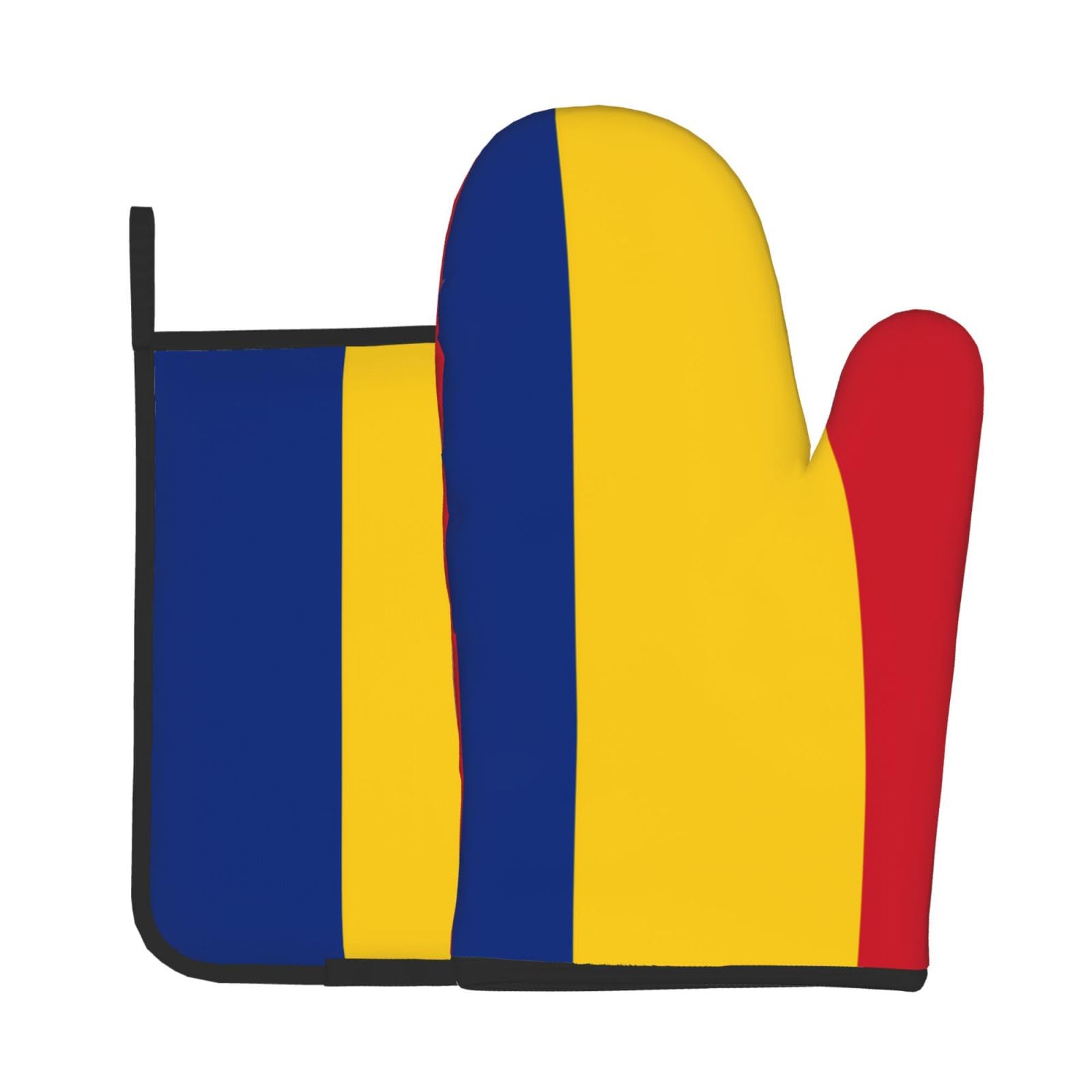 Oven Mitts and Potholders Set of 2 for Kitchen Baking Cooking GrayFlag of Romania Thick and Durable