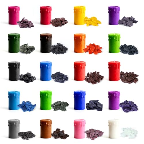 Lot de 20 colorations pour bougies - Colorant de qualité supérieure - Haute pureté - Pour la fabrication de bougies DIY - Colorées - Convient pour la cire...