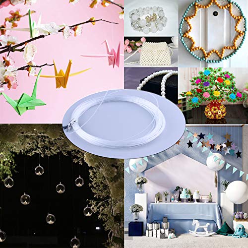 Image of Invisible Hanging Support Up to 60lbs, 98Feet(30M) Clear Picture Wire with 40 Aluminum Crimping Sleeves, Strong Nylon Wire for Hanging Picture Frame, String Light, Christmas Decor